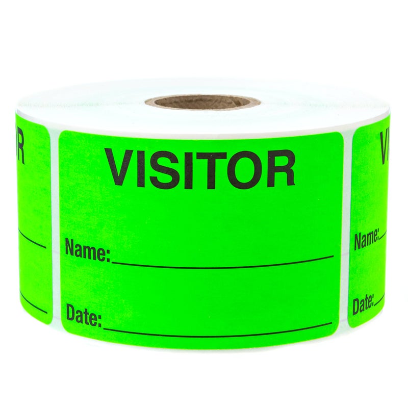 SBlabels Green Visitor Pass / 500 Fluorescent Green Visitor Identification Stickers / 2" x 3" Hall Pass Labels/Made in The USA - Image 1